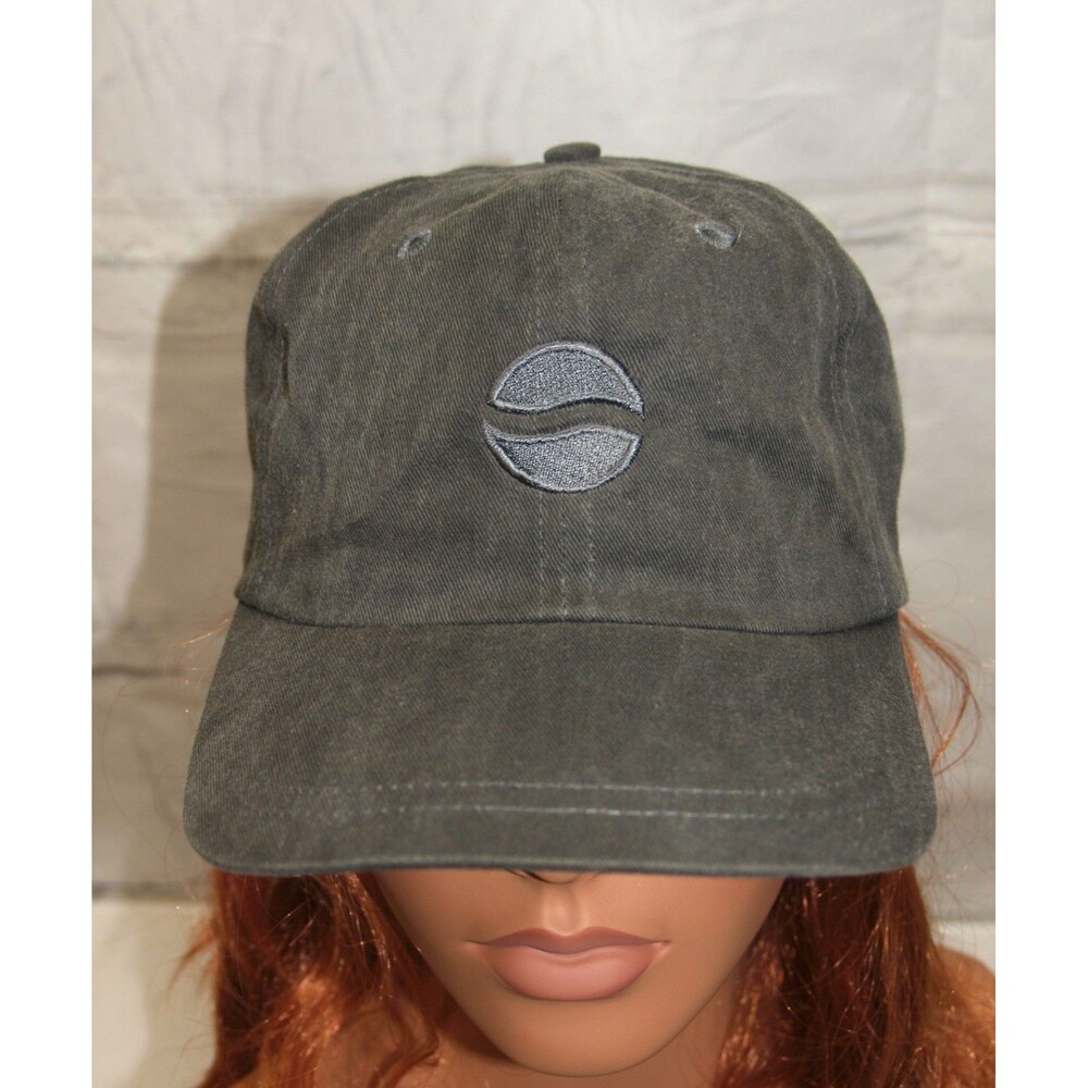 Vintage Pepsi Hat – Ghost Logo, Stone Washed Black Denim, Metal Strap RARE Cap